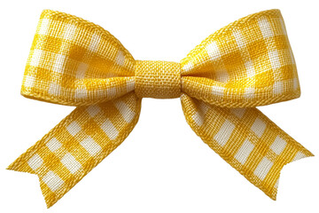 Yellow gingham bow with a transparent background design