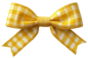 Yellow gingham bow with a transparent background design