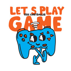 Lets play Game doodle cartoon hand drawn illustration vector