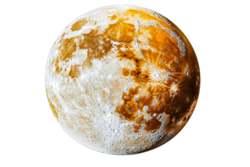 Detailed view of a celestial body with an orange hue