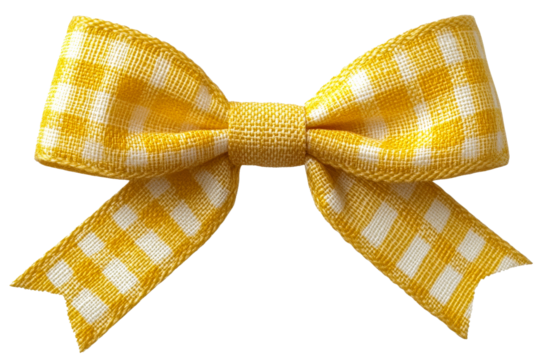 Yellow gingham bow with a transparent background design