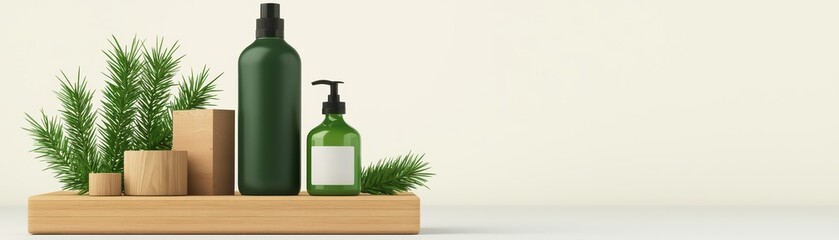 Minimalist Zero Waste Lifestyle Display on 3D Podium with Natural Elements and Eco-Friendly Products