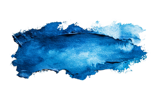 Vibrant blue paint swatch on transparent background
