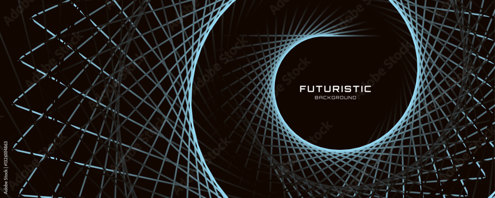 Poster 3d blue lines techno abstract background overlap layer on dark space with spiral effect decoration. 