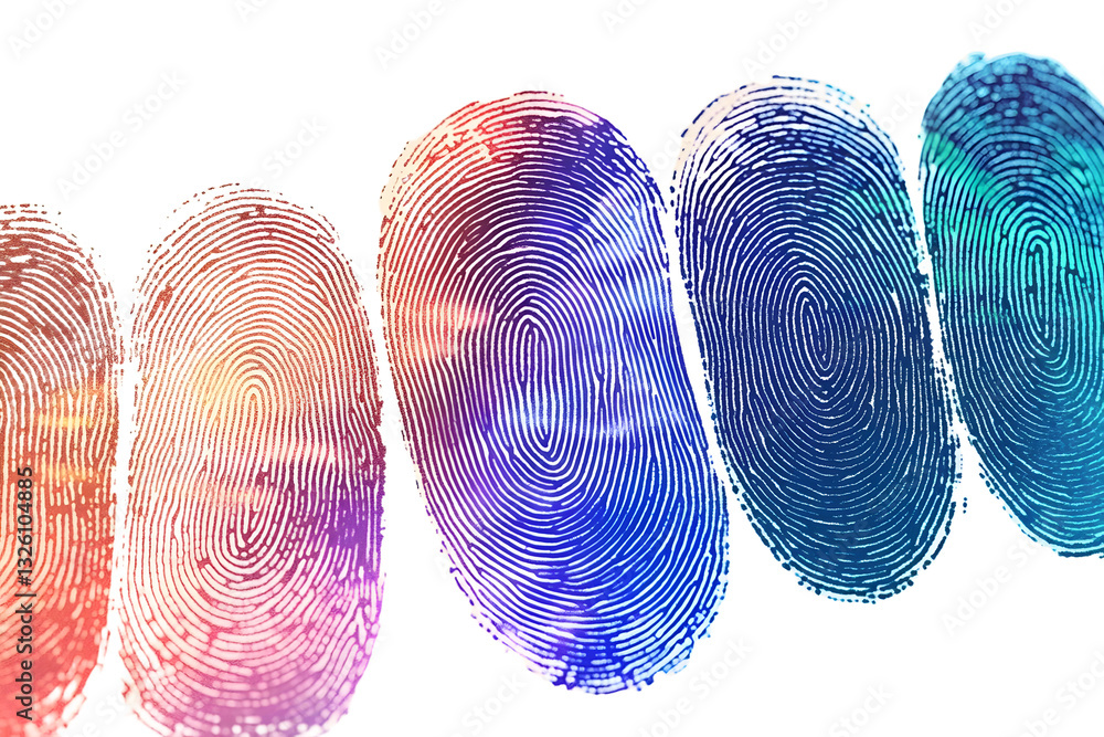 Poster multi-colored fingerprints on a white background. beautiful simple ai generated image