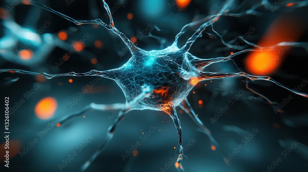 Poster abstract visualization of a complex neural network showcasing the intricate interconnectivity and el