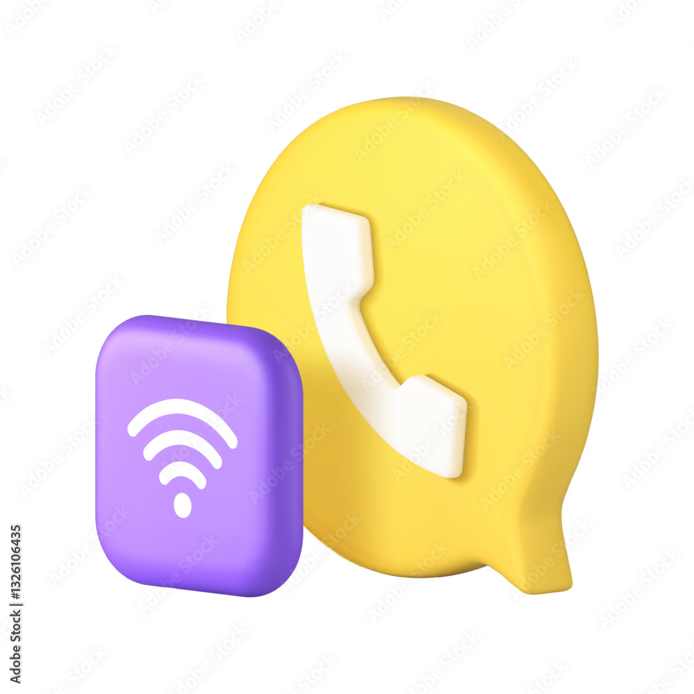 Poster wi fi internet call phone communication cyberspace connection 3d icon realistic vector illustration.