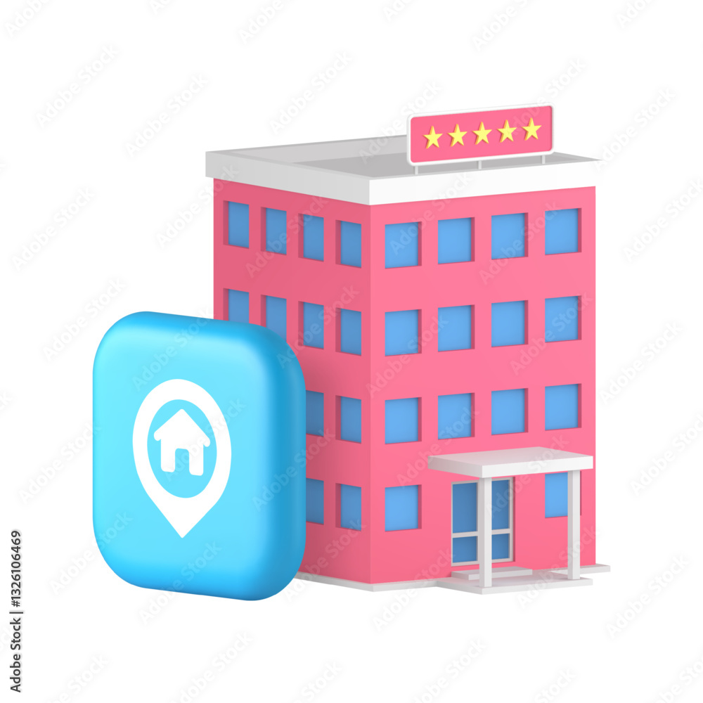 Poster hotel map location address navigation gps direction pointer 3d icon realistic vector illustration. t