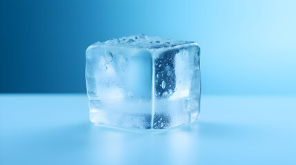 A cube of ice is sitting on a table