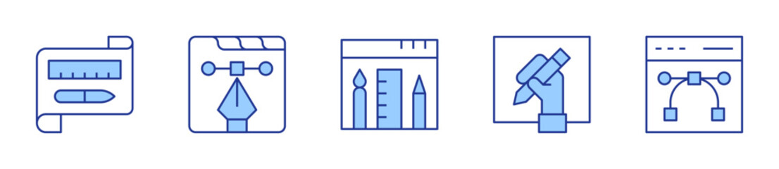 creative process, web design, design, graphic design. Design Icon vector illustration. Line Duotone style. Editable stroke