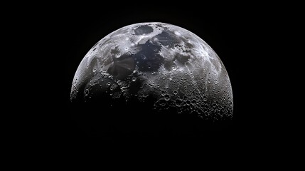 Pitch black space background, with a big full moon in the center, photo stock image, high resolution, best quality, highly detailed