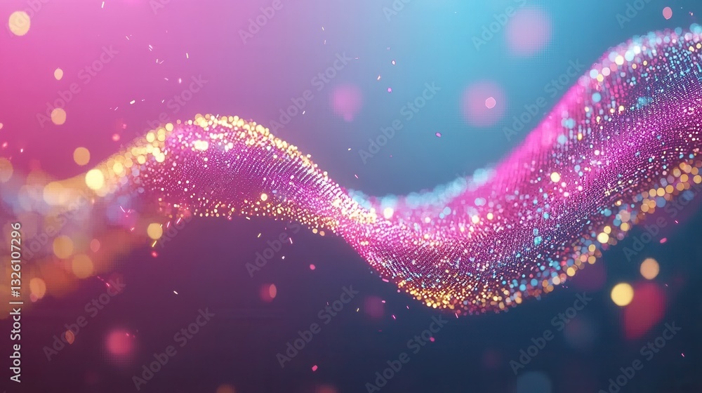 Poster captivating image of shimmering undulating neon wave lines in a dynamic fusion of vibrant pink blue 