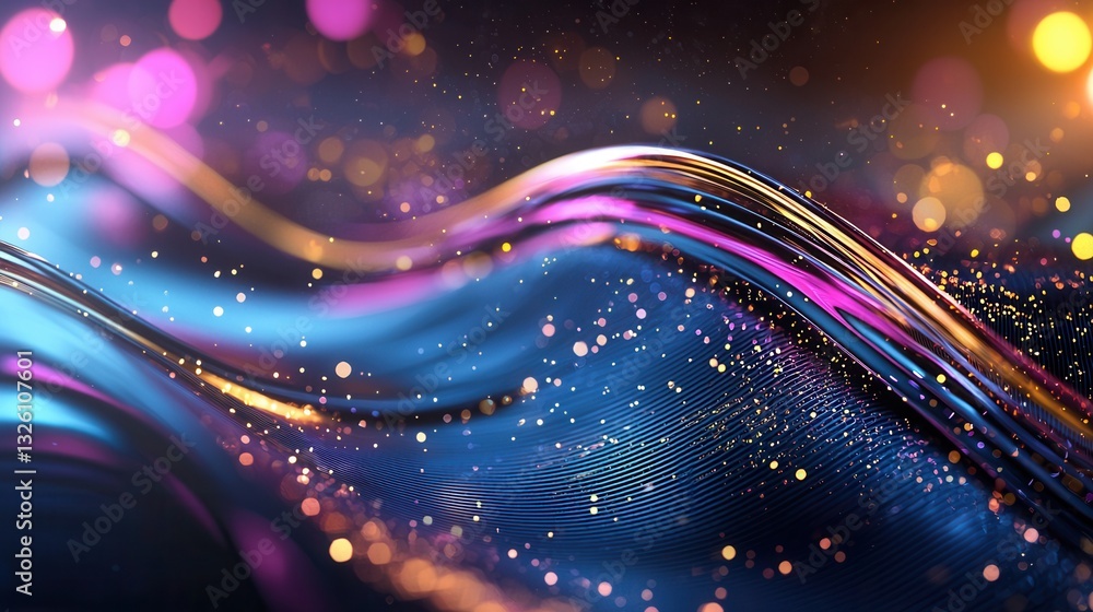 Aufkleber mesmerizing abstract image featuring dynamic luminous neon wave like lines in a vibrant spectrum of 