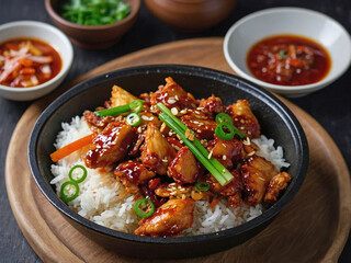 Fototapeta premium Korean Dak Galbi (Spicy Stir-Fried Chicken)