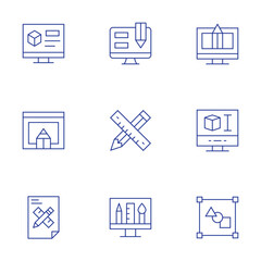 Design icons set. Thin Line style, editable stroke. d design, graphic design, web design, design, pencil, visual