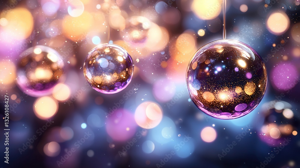 Poster sparkling iridescent disco balls and ornaments float weightlessly creating a captivating and enchant