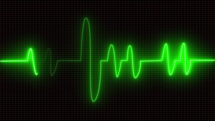 A neon heartbeat icon features a glowing, pulsating line that mimics the rhythm of a heartbeat. It flickers in vibrant colors, evoking energy and life.