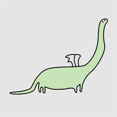 Dino doodle cartoon hand drawn illustration vector 