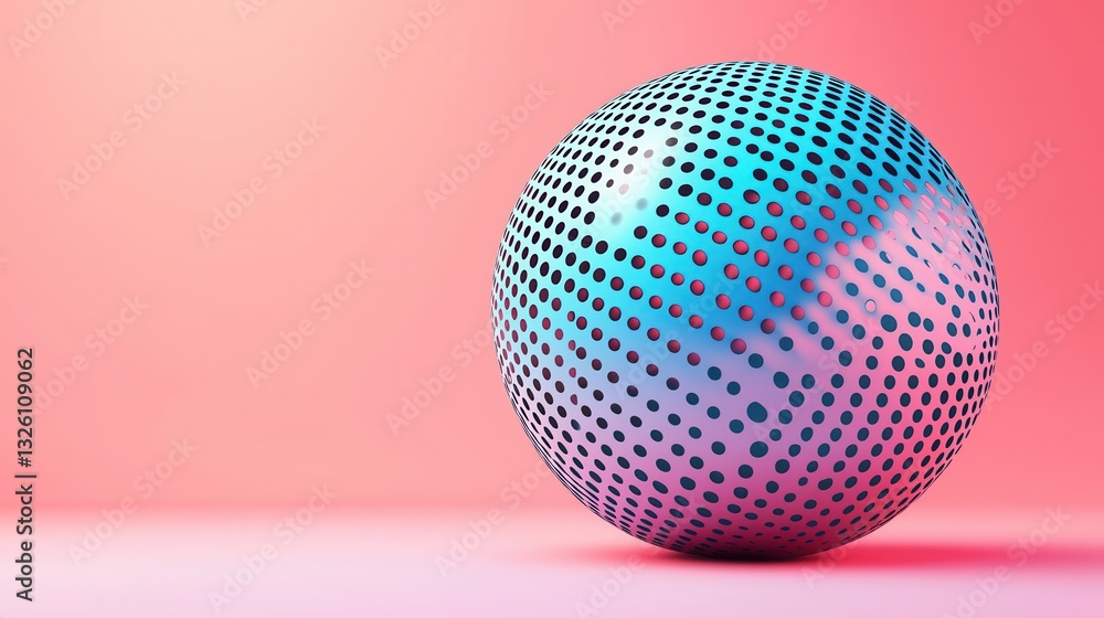 Poster a captivating digital sculpture featuring a vibrant sphere composed of a mesmerizing dot pattern and