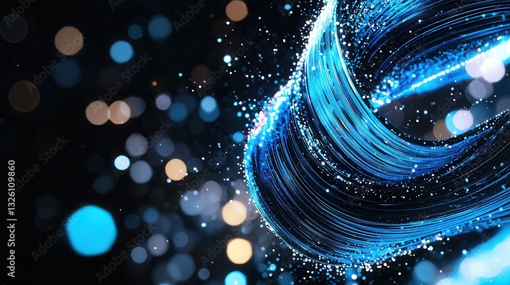 Aufkleber vibrant luminous blue waves and swirling lines flow and pulse through a dark digital landscape creat