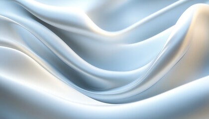 A flowing arrangement of white and blue fabric waves