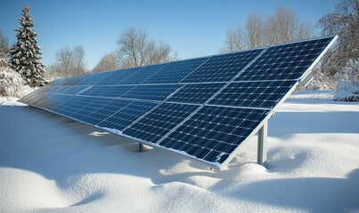 Solar Panels in a Snowy Winter Landscape