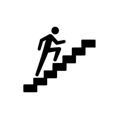 Person climbing stairs silhouette icon design for fitness and motivation concept