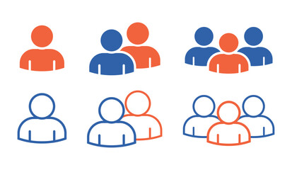 people icon line flat design