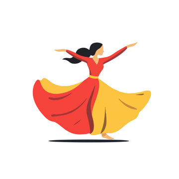 very Simple flat 2D icon kathak dance collection isolated on a white background, vector, flat design, animation design, simple flat 2D icon, minimalist design, clipart