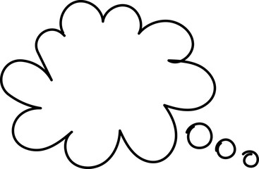 White speech bubble in flat design, chatting box, message box icon. Balloon doodle style of thinking sign symbol. Speech bubble isolated on background.