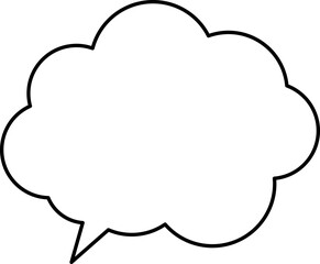 White speech bubble in flat design, chatting box, message box icon. Balloon doodle style of thinking sign symbol. Speech bubble isolated on background.
