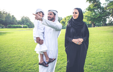 Happy family spending time together outdoor in Dubai