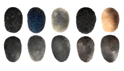 set of human ink fingerprint png