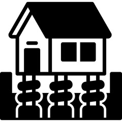 Anti Earthquake House glyph icon