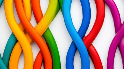 Colorful Twisted Patterns of Plastic Tubes Over White Background