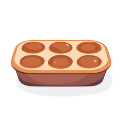 Very Simple flat 2D icon muffin tin isolated on a white background, vector, flat design, vector, flat design, animation design, flat 2D icon, minimalist design, vector