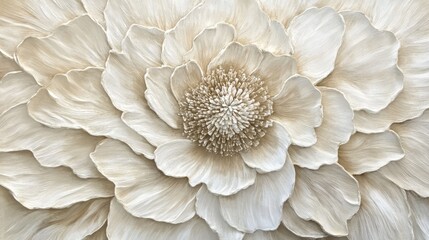 Close-up view of delicate cream and white flower petals showcasing intricate textures and details in soft lighting