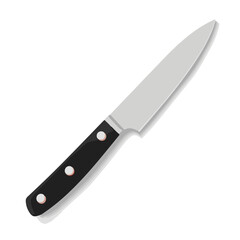 Very Simple flat 2D icon black paring knife isolated on a white background, vector, flat design, vector, flat design, animation design, flat 2D icon, minimalist design, vector