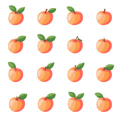 Very Simple flat 2D icon pink orange peach set isolated on a white background, vector, flat design, vector, flat design, animation design, flat 2D icon, minimalist design, vector
