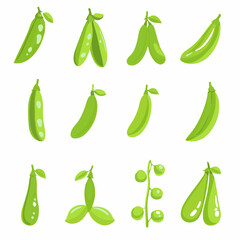 Very Simple flat 2D icon peas seed set isolated on a white background, vector, flat design, vector, flat design, animation design, flat 2D icon, minimalist design, vector