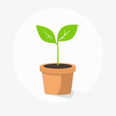 Very Simple flat 2D icon green plant pot set collection isolated on a white background, vector, flat design, animation design, simple flat 2D icon, minimalist design, clipart