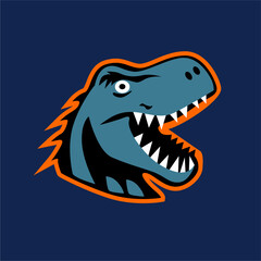 Dino head cartoon hand drawn illustration vector 