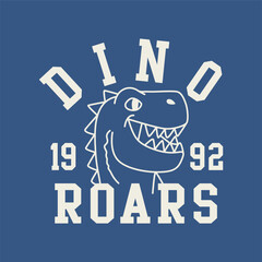 Dino Roar typography cartoon hand drawn illustration vector 