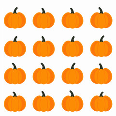 Very Simple flat 2D icon orange pumpkin set isolated on a white background, vector, flat design, vector, flat design, animation design, flat 2D icon, minimalist design, vector