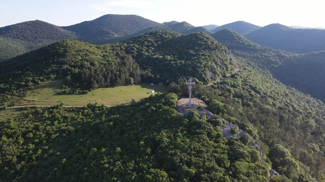 Amazing Aerial view of Balkan Mountains near Okolchitsa peak, Bulgaria