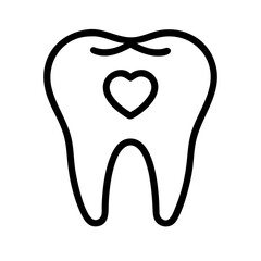 The teeth have a heart shape in the center. vector icon pictogram