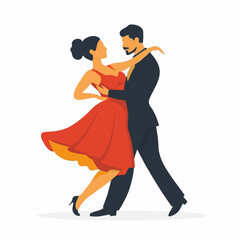 A Simple flat 2D icon red and black salsa dancer isolated on a white background, vector, flat design, vector, flat design, animation design, flat 2D icon, minimalist design, vector