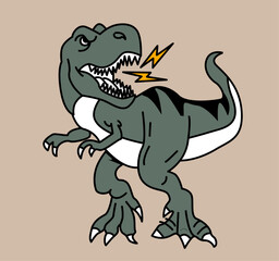 Trex cartoon hand drawn illustration vector