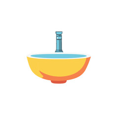 Very Simple flat 2D icon yellow sink isolated on a white background, vector, flat design, vector, flat design, animation design, flat 2D icon, minimalist design, vector