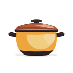 Very Simple flat 2D icon brown slow cooker isolated on a white background, vector, flat design, vector, flat design, animation design, flat 2D icon, minimalist design, vector